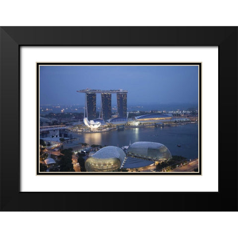 Singapore Sunrise over the downtown cityscape Black Modern Wood Framed Art Print with Double Matting by Zuckerman, Jim