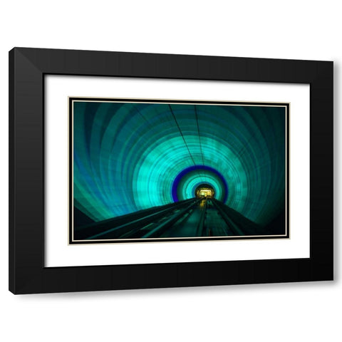 Singapore Colorful railroad tunnel under a river Black Modern Wood Framed Art Print with Double Matting by Zuckerman, Jim
