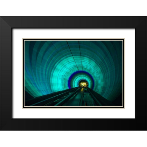 Singapore Colorful railroad tunnel under a river Black Modern Wood Framed Art Print with Double Matting by Zuckerman, Jim
