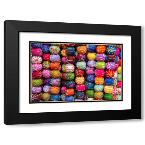 Singapore-Chinatown Detail of typical textile round wool hanging ball souvenirs Black Modern Wood Framed Art Print with Double Matting by Hopkins, Cindy Miller