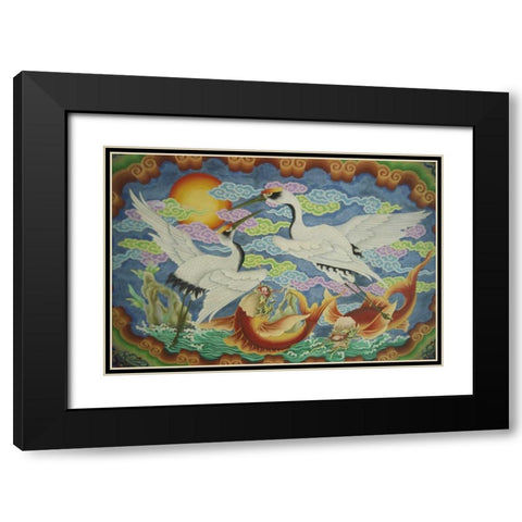 Taiwan, Peimen, Nankunshen Temple, Ceiling mural Black Modern Wood Framed Art Print with Double Matting by Satushek, Steve