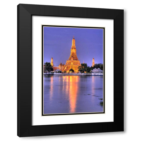 Wat Arun Buddhist temple, Bangkok, Thailand Black Modern Wood Framed Art Print with Double Matting by Shimlock, Jones