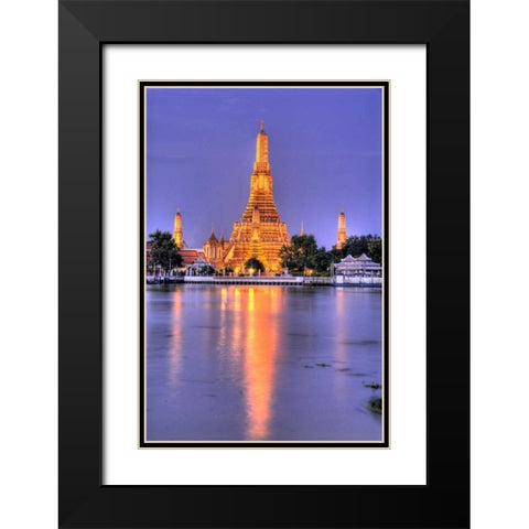 Wat Arun Buddhist temple, Bangkok, Thailand Black Modern Wood Framed Art Print with Double Matting by Shimlock, Jones