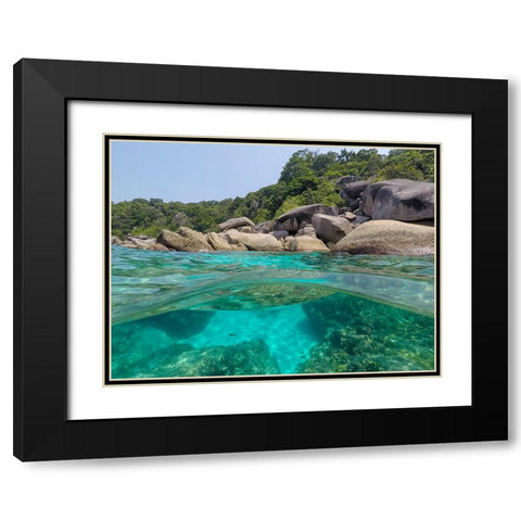 The clear water and rocks of Ko Miang island Black Modern Wood Framed Art Print with Double Matting by Pitamitz, Sergio