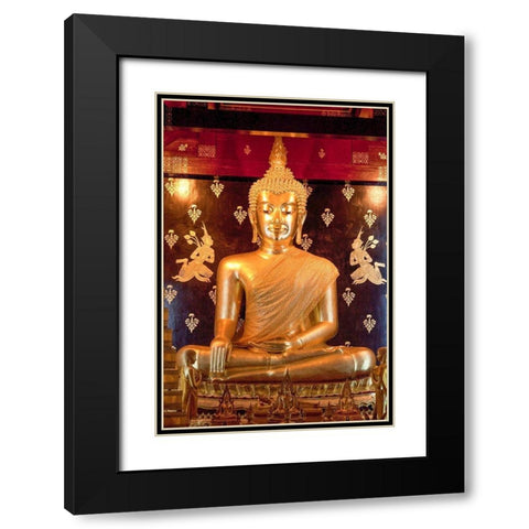 Thailand Golden Buddha Black Modern Wood Framed Art Print with Double Matting by Haseltine, Tom