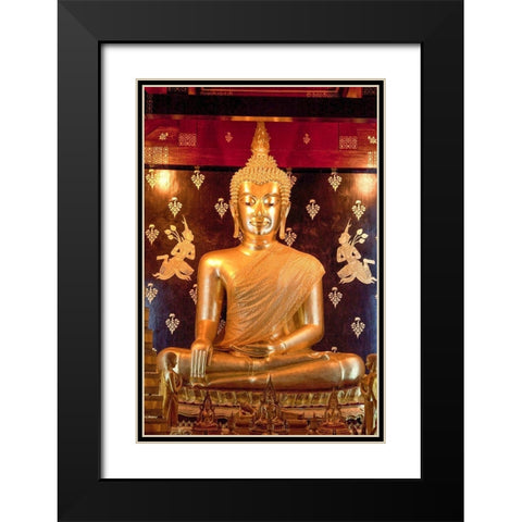 Thailand Golden Buddha Black Modern Wood Framed Art Print with Double Matting by Haseltine, Tom
