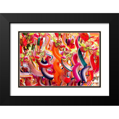 Thailand-Bangkok-Chinatown Paper dragons for sale Black Modern Wood Framed Art Print with Double Matting by Haseltine, Tom