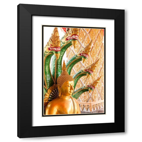 Thailand-Buddha statue surrounded by dragons Black Modern Wood Framed Art Print with Double Matting by Haseltine, Tom