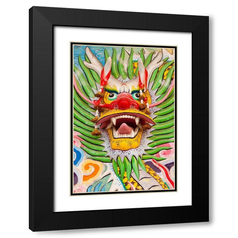 Thailand-Chonburi Province-Khao Sam Muk Shrine Dragon head sculpture Black Modern Wood Framed Art Print with Double Matting by Haseltine, Tom