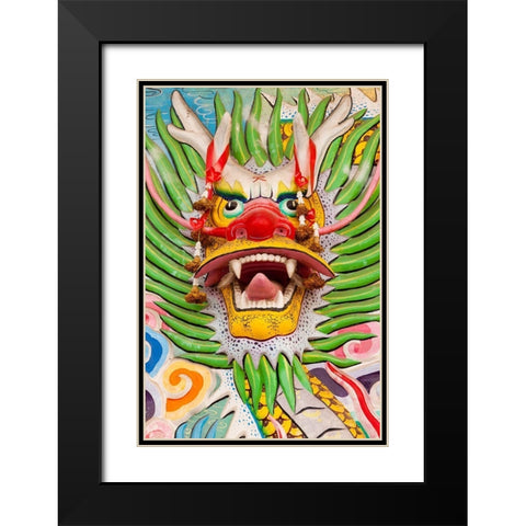 Thailand-Chonburi Province-Khao Sam Muk Shrine Dragon head sculpture Black Modern Wood Framed Art Print with Double Matting by Haseltine, Tom