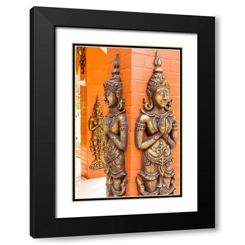 Thailand-Nong Khai Province Relief statues ornament walls Phra That Bang Phuan temple Black Modern Wood Framed Art Print with Double Matting by Haseltine, Tom
