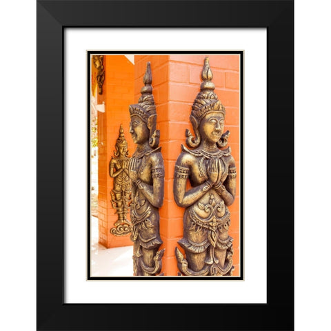 Thailand-Nong Khai Province Relief statues ornament walls Phra That Bang Phuan temple Black Modern Wood Framed Art Print with Double Matting by Haseltine, Tom
