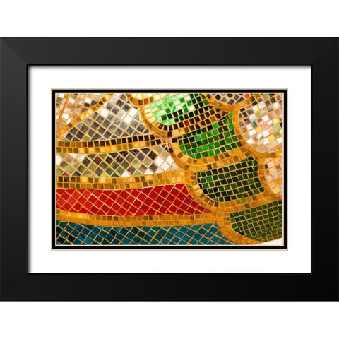 Thailand-Colorful mosaic abstract Black Modern Wood Framed Art Print with Double Matting by Haseltine, Tom