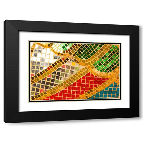 Thailand-Colorful mosaic abstract Black Modern Wood Framed Art Print with Double Matting by Haseltine, Tom