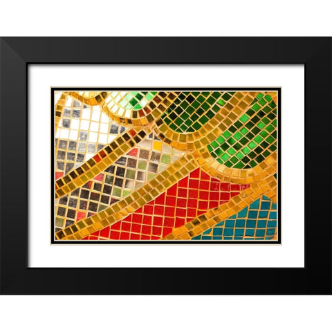 Thailand-Colorful mosaic abstract Black Modern Wood Framed Art Print with Double Matting by Haseltine, Tom