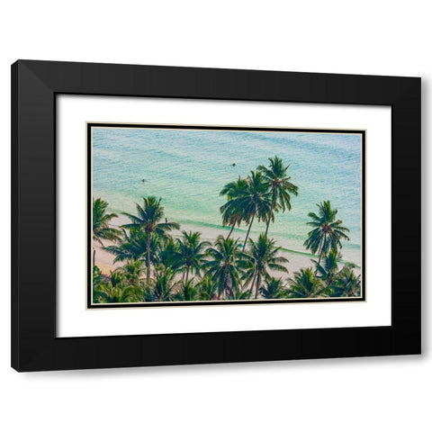 Asia-Thailand-Palm trees on Koh Chang-South of Bangkok-in Gulf of Thailand Black Modern Wood Framed Art Print with Double Matting by Haseltine, Tom