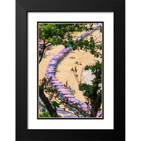 Thailand-Phuket-Umbrellas and chairs on the sandy beach Black Modern Wood Framed Art Print with Double Matting by Haseltine, Tom
