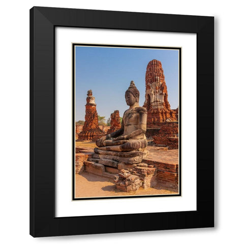 Thailand- Ayutthaya. Wat Mahathat. Black Modern Wood Framed Art Print with Double Matting by Haseltine, Tom