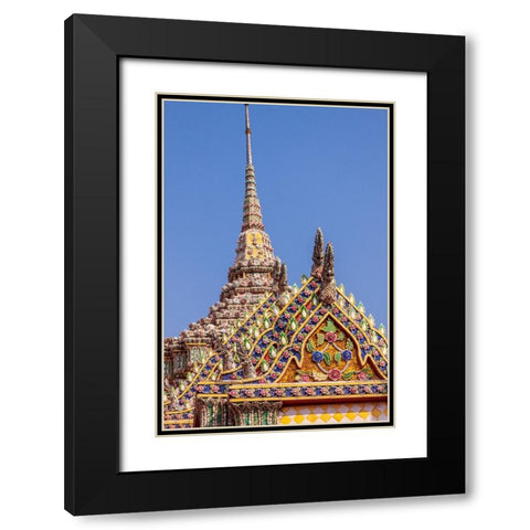 Thailand- Bangkok. Ornate roof at Wat Phra Kaew (Temple of The Emerald Buddha). Black Modern Wood Framed Art Print with Double Matting by Haseltine, Tom