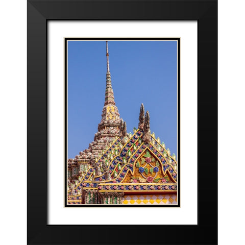 Thailand- Bangkok. Ornate roof at Wat Phra Kaew (Temple of The Emerald Buddha). Black Modern Wood Framed Art Print with Double Matting by Haseltine, Tom
