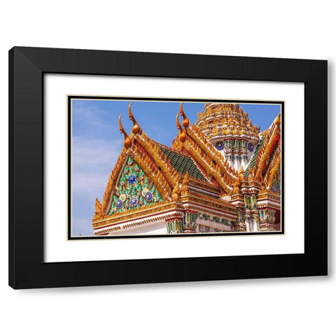 Thailand- Bangkok. Wat Phra Kaew (Temple of The Emerald Buddha). Ornate roof. Black Modern Wood Framed Art Print with Double Matting by Haseltine, Tom