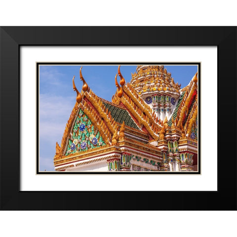 Thailand- Bangkok. Wat Phra Kaew (Temple of The Emerald Buddha). Ornate roof. Black Modern Wood Framed Art Print with Double Matting by Haseltine, Tom