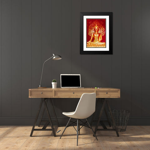 Chiang Mai- Thailand. Wat Phan On. Buddha statue within chedi. Black Modern Wood Framed Art Print with Double Matting by Haseltine, Tom