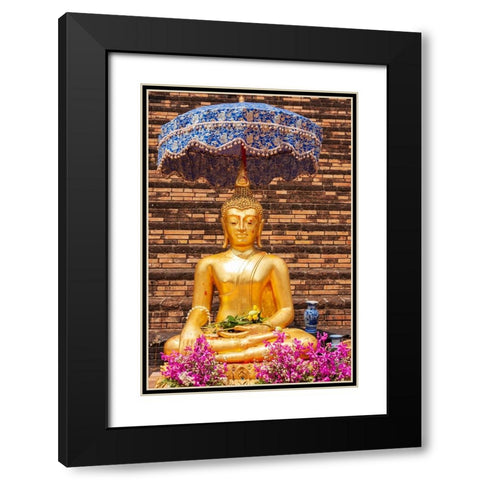 Chiang Mai- Thailand. Wat Chedi Luang. Buddha statue. Black Modern Wood Framed Art Print with Double Matting by Haseltine, Tom