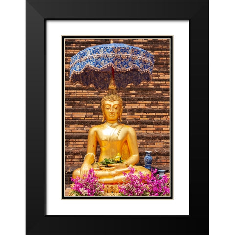 Chiang Mai- Thailand. Wat Chedi Luang. Buddha statue. Black Modern Wood Framed Art Print with Double Matting by Haseltine, Tom