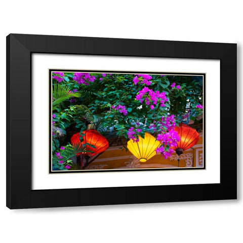 Vietnam-Hoi An silk lamps decorating throughout the city Black Modern Wood Framed Art Print with Double Matting by Norring, Tom