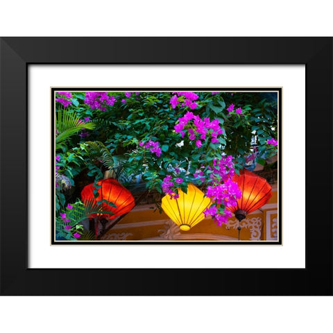 Vietnam-Hoi An silk lamps decorating throughout the city Black Modern Wood Framed Art Print with Double Matting by Norring, Tom