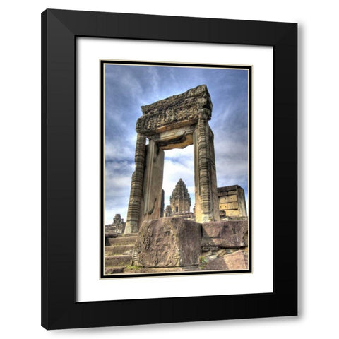 Cambodia, Angkor Wat View of Bakong Temple Black Modern Wood Framed Art Print with Double Matting by Shimlock, Jones
