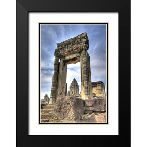 Cambodia, Angkor Wat View of Bakong Temple Black Modern Wood Framed Art Print with Double Matting by Shimlock, Jones