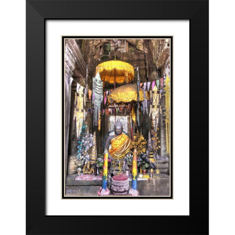 Altar inside a temple, Angkor Wat, Cambodia Black Modern Wood Framed Art Print with Double Matting by Shimlock, Jones
