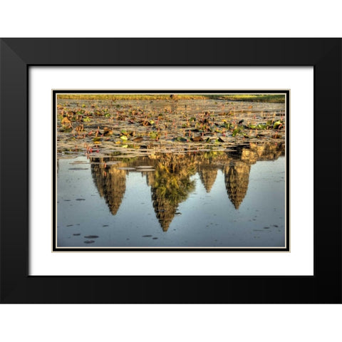 Cambodia, Angkor Wat Reflection of temple ruins Black Modern Wood Framed Art Print with Double Matting by Shimlock, Jones