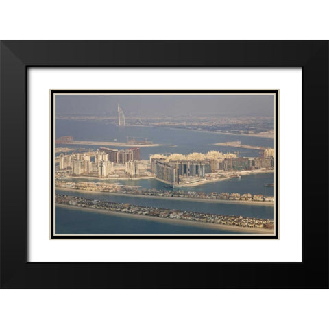 UAE, Dubai Artificial islands line the bay Black Modern Wood Framed Art Print with Double Matting by Young, Bill