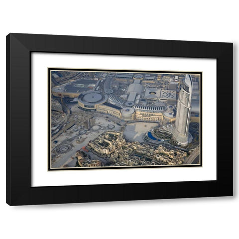 UAE, Dubai Aerial of downtown Dubai Black Modern Wood Framed Art Print with Double Matting by Young, Bill