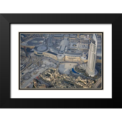 UAE, Dubai Aerial of downtown Dubai Black Modern Wood Framed Art Print with Double Matting by Young, Bill