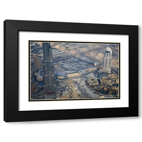 UAE, Dubai Aerial downdown cityscape Black Modern Wood Framed Art Print with Double Matting by Young, Bill