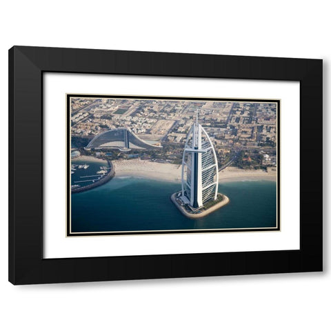 UAE, Dubai Aerial Cityscape and Waterfront Black Modern Wood Framed Art Print with Double Matting by Young, Bill