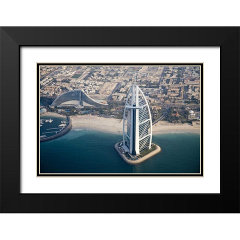 UAE, Dubai Aerial Cityscape and Waterfront Black Modern Wood Framed Art Print with Double Matting by Young, Bill