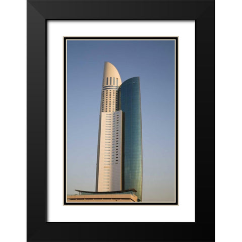 UAE, Dubai View of Park Place Tower Black Modern Wood Framed Art Print with Double Matting by Young, Bill