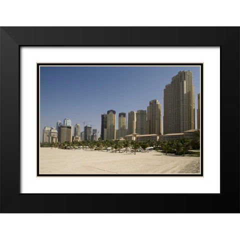 UAE, Dubai, Marina Jumeirah Beach buildings Black Modern Wood Framed Art Print with Double Matting by Young, Bill