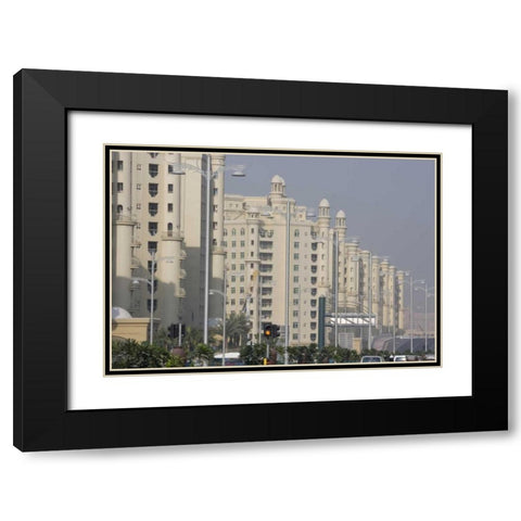 UAE, Dubai Apartment buildings next to main road Black Modern Wood Framed Art Print with Double Matting by Young, Bill