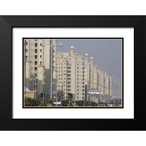 UAE, Dubai Apartment buildings next to main road Black Modern Wood Framed Art Print with Double Matting by Young, Bill