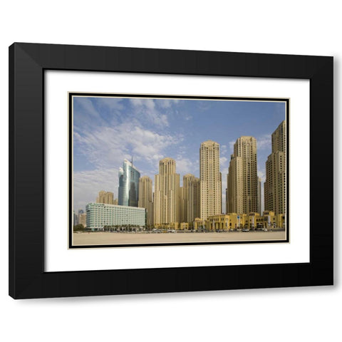 UAE, Dubai, Marina Jumeirah Beach Residence Black Modern Wood Framed Art Print with Double Matting by Young, Bill