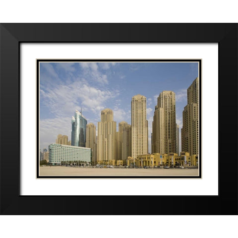 UAE, Dubai, Marina Jumeirah Beach Residence Black Modern Wood Framed Art Print with Double Matting by Young, Bill