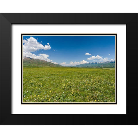 The Suusamyr plain-a high valley in Tien Shan Mountains-Kyrgyzstan Black Modern Wood Framed Art Print with Double Matting by Zwick, Martin