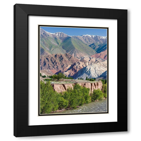 Valley of river Suusamyr in the Tien Shan Mountains west of Ming-Kush-Kyrgyzstan Black Modern Wood Framed Art Print with Double Matting by Zwick, Martin
