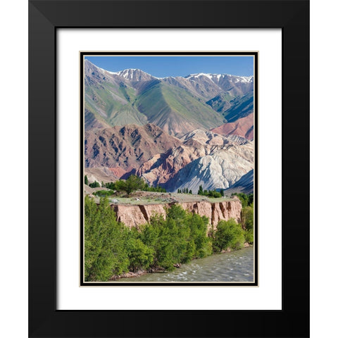 Valley of river Suusamyr in the Tien Shan Mountains west of Ming-Kush-Kyrgyzstan Black Modern Wood Framed Art Print with Double Matting by Zwick, Martin